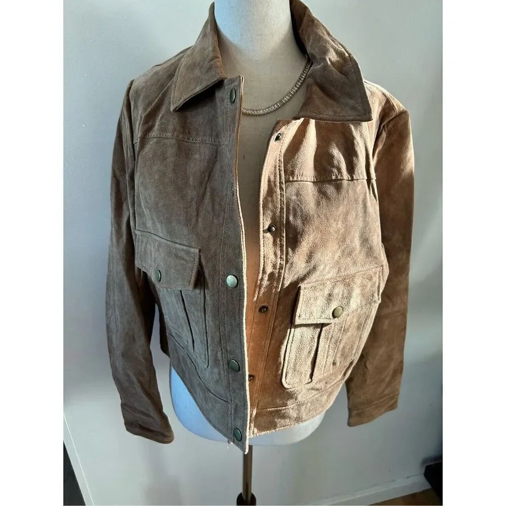 Forever 21 brown leather suede jacketβsize L